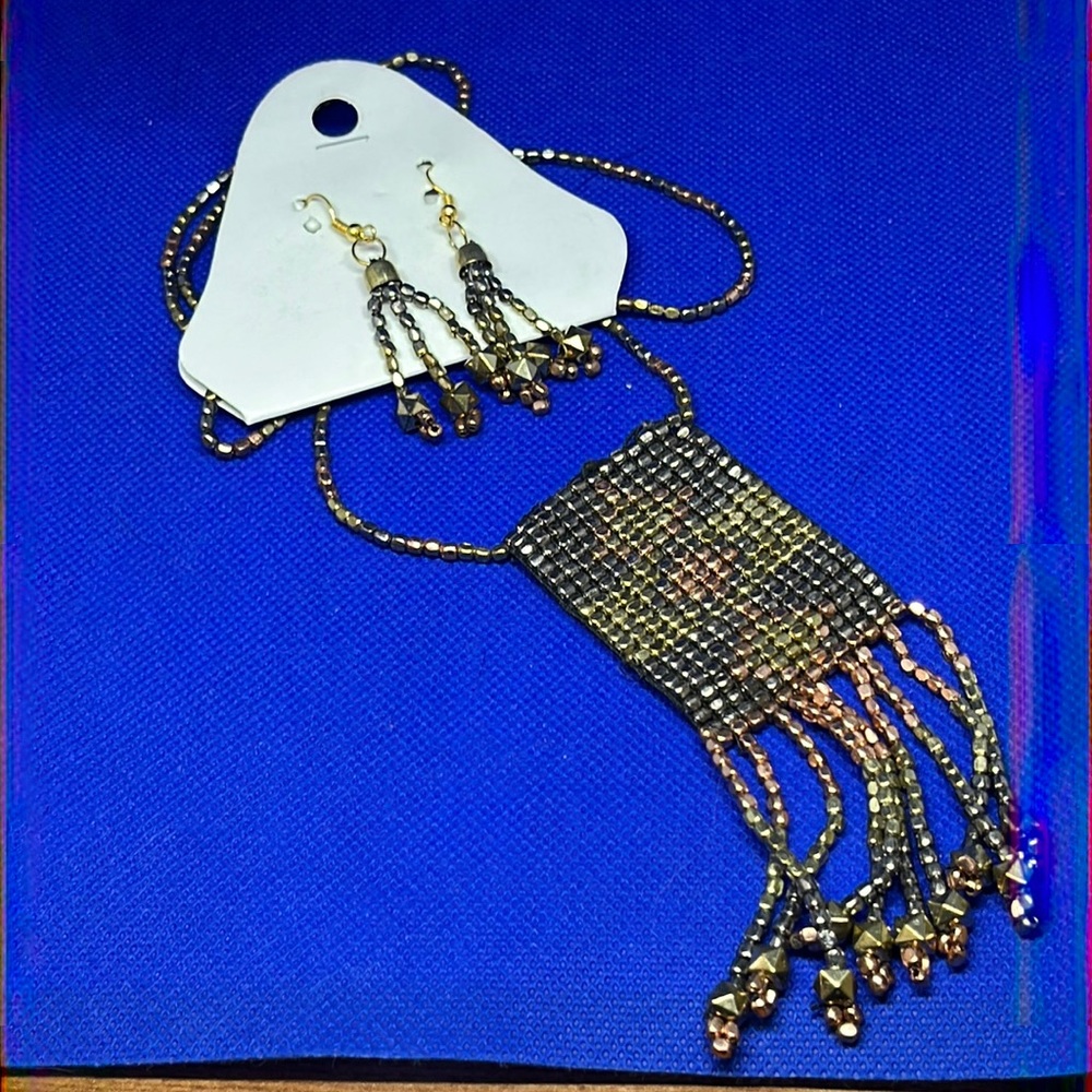 Boho necklace and earrings set